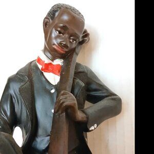Vintage Jazz Band Brass Figurine Statue Bass Instrument Player